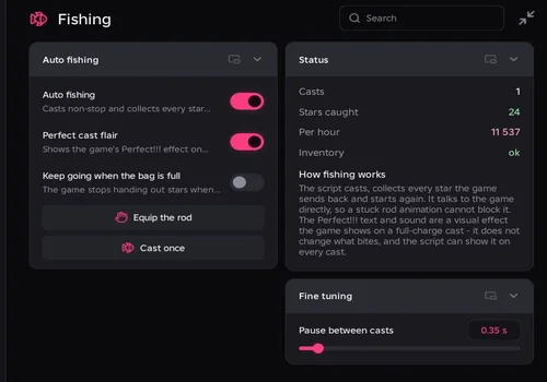 Robscript Team’s Star Fishing Hub interface