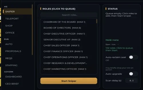 The Company Scripts 2026 (No Key) | Role Sniper & Auto-CEO [Mobile/PC]