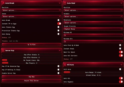 AjjansHub menu in Break and Steal an Egg