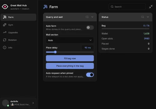 Robscript team script interface for Build the Great Wall!