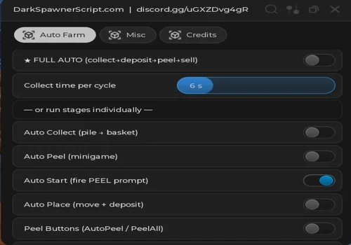 DarkSpawner Hub interface for Peel The Potato