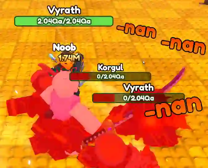 Destine Scripts Kill Aura hits showing -nan damage on dungeon mobs whose health bars drop to 0