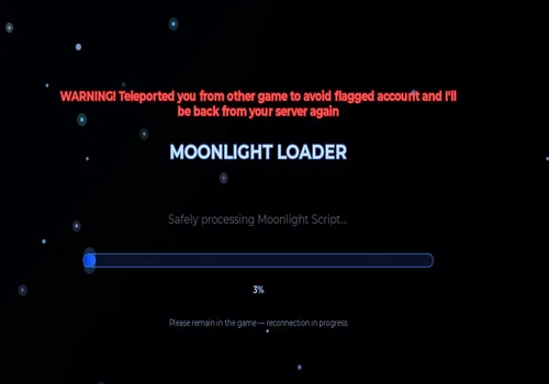 Moonlight loader screen claiming to teleport the player away from a flagged server