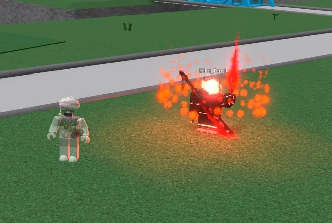 Our transparent character standing beside another player.