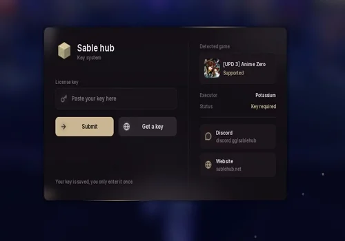SABLE HUB interface for Anime Zero
